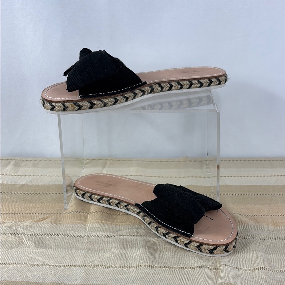 Kate Spade Black Bow Flat Slides